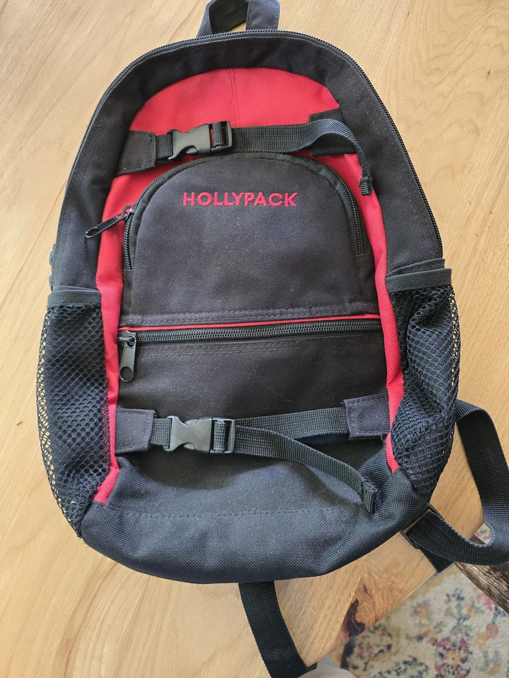 Hollypack Kids Black & Red Backpack - Lightweight School Bag